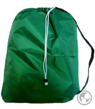 Medium Nylon Strapped Laundry Bag, Green