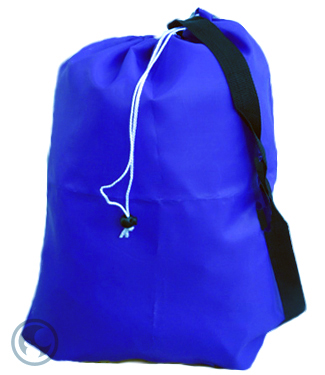 Medium Nylon Strapped Laundry Bag, Royal Blue