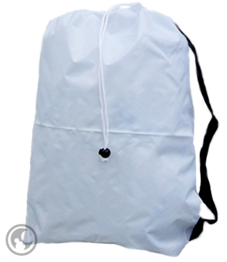 Medium White Nylon Laundry Bag with Strap