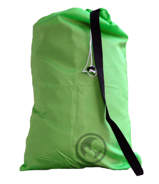 Small Nylon Laundry Bag with Strap, Lime Green Fluorescent