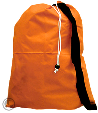 Small Nylon Laundry Bag with Strap, Orange